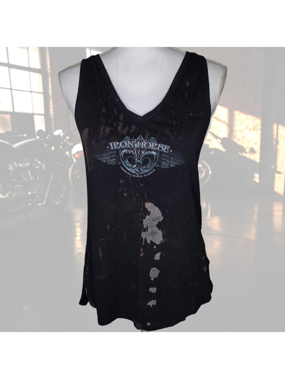 Iron Horse Saloon Womens M Florida 2017 Tank Top Black Sparkle Ormond Beach Moto